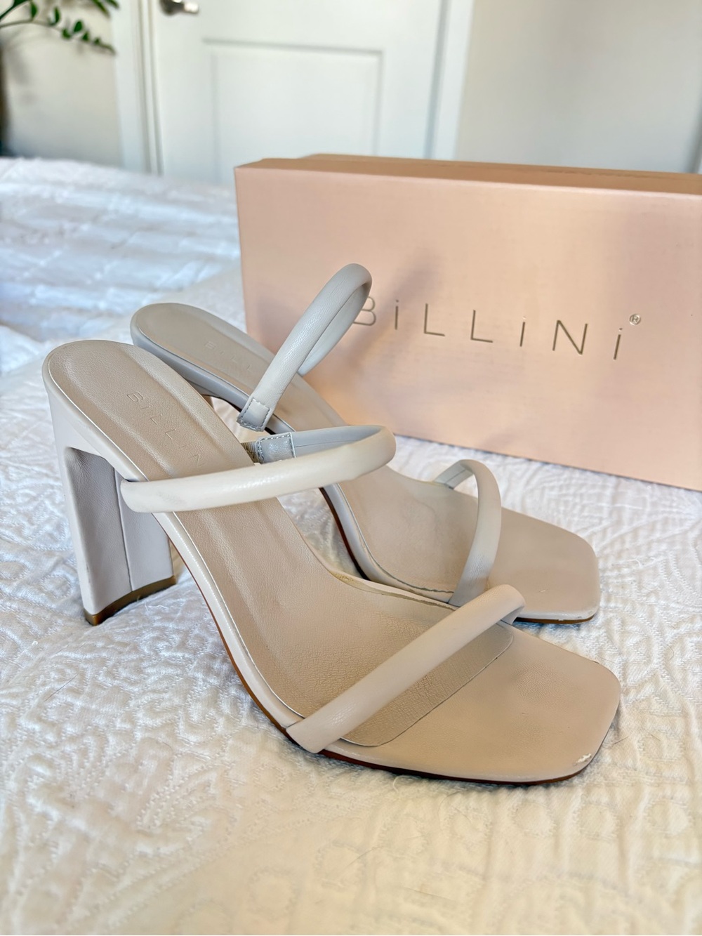 Billini Nude Strappy Block Heel Mules